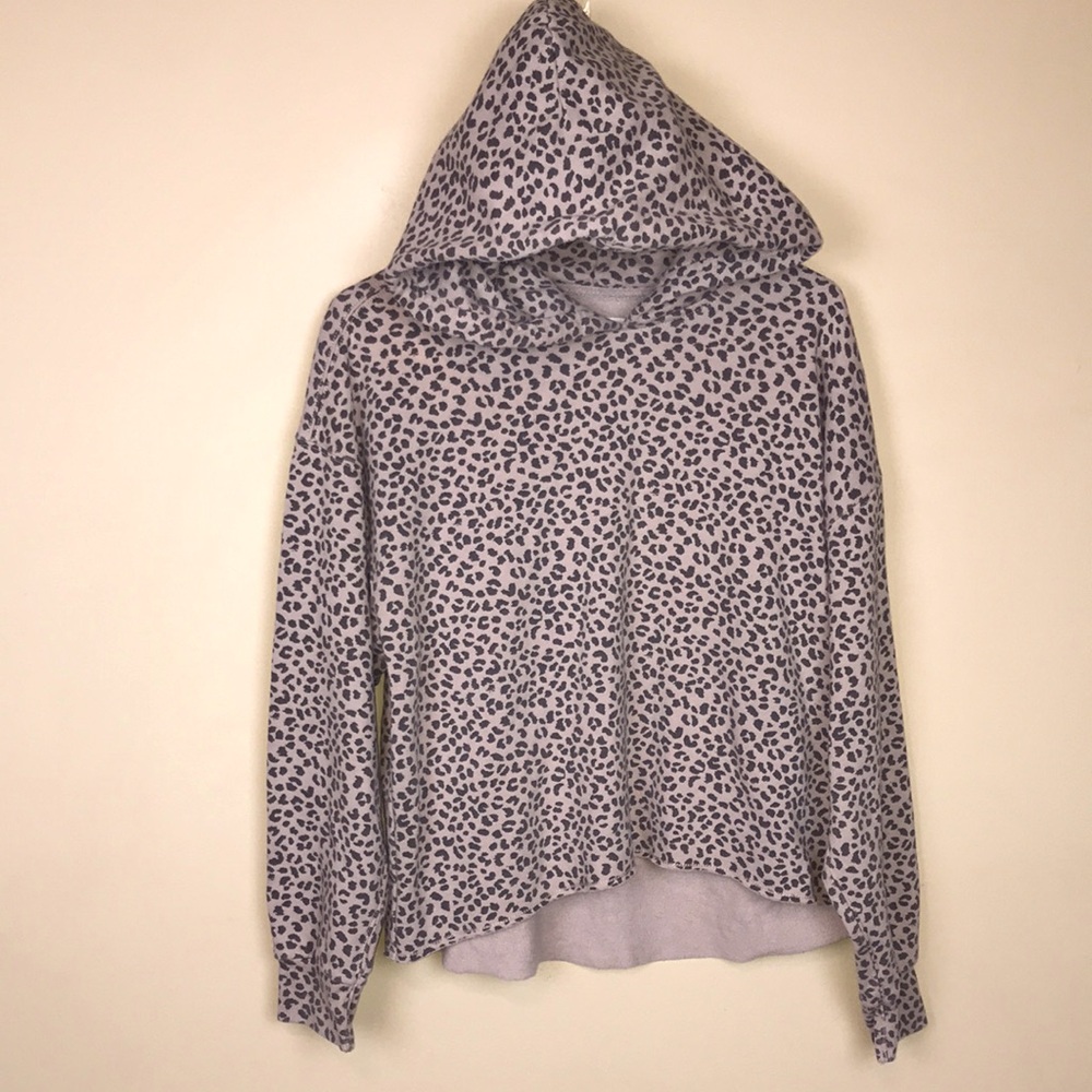 Abercrombie & Fitch Light Gray Leopard Print Hoodie